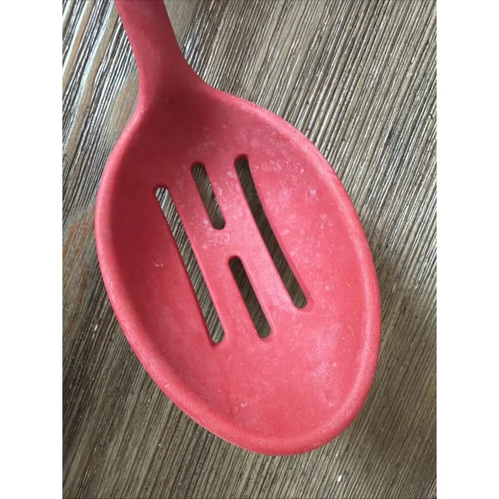 KitchenAid Slotted Spoon Skimmer Server Stir Large Red Heat Resistant 13 inch